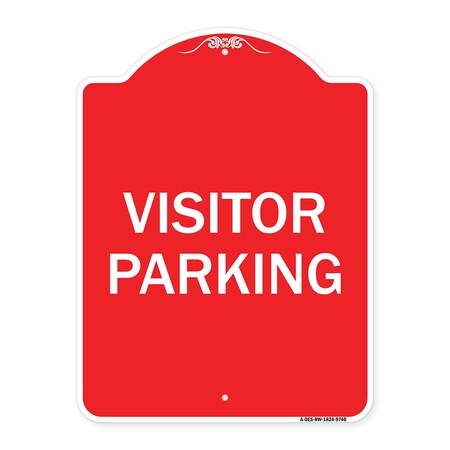 Signmission Designer Series Visitor Parking, Red & White Heavy-Gauge Aluminum Sign, 24" x 18", RW-1824-9740 A-DES-RW-1824-9740